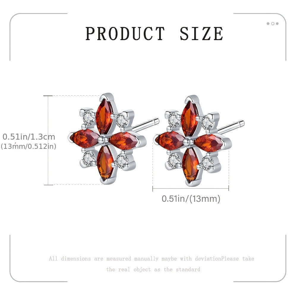 925Silver Red Horse Eye Stud Earrings for Ladies